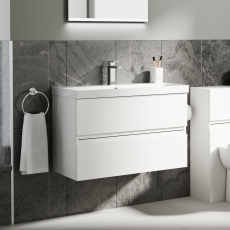 Delphi Penthouse 800mm 2-Drawer Wall Hung Vanity Unit (inc Basin)