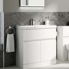 Delphi Penthouse 800mm 2-Door 1-Drawer Floor Standing Vanity Unit (inc Basin)
