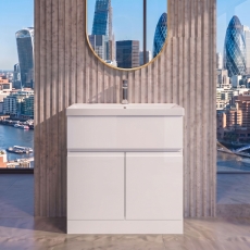 Delphi Penthouse 800mm 2-Door 1-Drawer Floor Standing Vanity Unit (inc Basin)