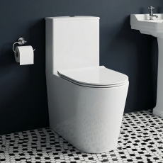 Delphi Porter Rimless Closed Back Close Coupled Toilet (inc Soft Close Slim Seat)
