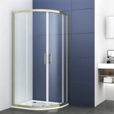 Delphi Inspire Brushed Brass Offset Quadrant Shower Enclosure - 6mm Glass
