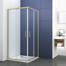 Delphi Inspire Brushed Brass Corner Entry Shower Enclosure - 6mm Glass