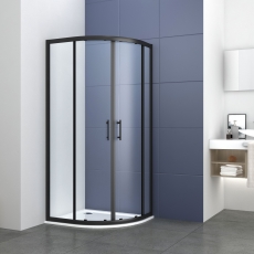 Delphi Inspire Matt Black Offset Quadrant Shower Enclosure - 6mm Glass