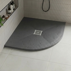 Delphi Sanctuary Grey Slate Effect 33mm Quadrant Shower Tray (inc Grille)