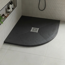 Delphi Sanctuary Black Slate Effect 33mm Quadrant Shower Tray (inc Grille)