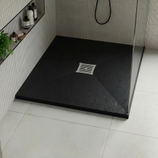 Delphi Sanctuary Black Slate Effect 33mm Square Shower Tray (inc Grille)