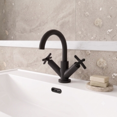Delphi Sedona Matt Black Mono Basin Mixer Tap (inc Pop-Up Waste)