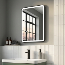 Delphi Sparta Black Framed LED Touch Sensor Bathroom Mirror 700mm x 500mm