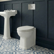 Delphi Stratford Traditional Extended Height Back to Wall Toilet (inc White MDF Seat)