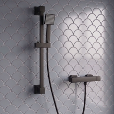 Delphi Swanley Thermostatic Square Bar Mixer Shower with Shower Kit - Black