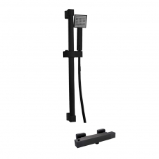 Delphi Swanley Thermostatic Square Bar Mixer Shower with Shower Kit - Black