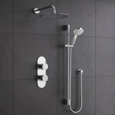 Delphi Theory Chrome Dual Concealed Shower Set with Large Drencher Head and Slide Rail Kit
