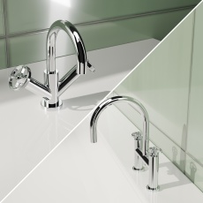Delphi Turbine Chrome Basin Mixer and Bath Filler Tap Set (inc Press Top Waste)