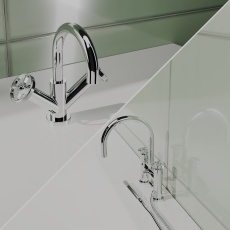 Delphi Turbine Chrome Basin Mixer and Bath Shower Mixer Tap Set (inc Shower Kit and Press Top Waste)