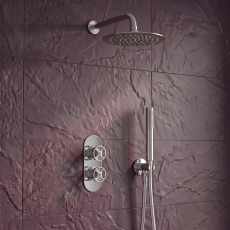 Delphi Turbine Chrome Dual Concealed Shower Set with Fixed Head and Handset