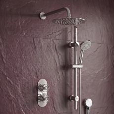 Delphi Turbine Chrome Dual Concealed Shower Set with Fixed Head and Slide Rail Kit