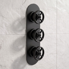 Delphi Turbine Matt Black 2-Outlet Triple Concealed Shower Valve