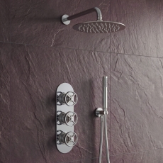 Delphi Turbine Chrome Triple Concealed Shower Set with Fixed Head and Handset