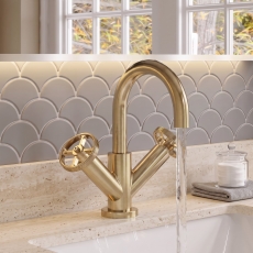 Delphi Turbine Brushed Brass Mono Basin Mixer Tap (inc Press Top Waste)