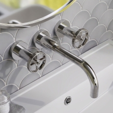 Delphi Turbine Chrome 3-Hole Wall Mounted Basin/Bath Mixer Tap