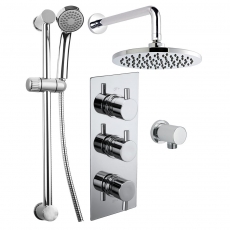 Delphi Twerton Thermostatic Triple Concealed Mixer Shower with Shower Kit + Fixed Shower Head - Chrome