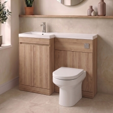 Delphi City 1100mm 2-Door L-Shaped Toilet and Basin Bathroom Furniture Combination Unit