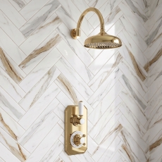 Delphi Windsor Brushed Brass Dual Concealed Shower Set with Large Drencher Head