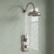 Delphi Windsor Brushed Pewter Dual Concealed Shower Set with Large Drencher Head