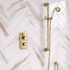 Delphi Windsor Brushed Brass Dual Concealed Shower Set with Slide Rail Kit
