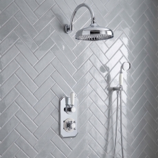 Delphi Windsor Chrome Dual Concealed Shower Set with Large Drencher Head and Handset