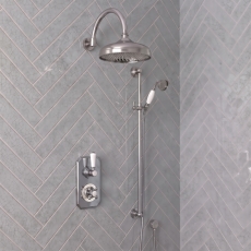 Delphi Windsor Chrome Dual Concealed Shower Set with Large Drencher Head and Slide Rail Kit