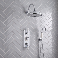 Delphi Windsor Chrome Triple Concealed Shower Set with Large Drencher Head and Handset