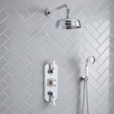 Delphi Windsor Chrome Triple Concealed Shower Set with Fixed Head and Handset