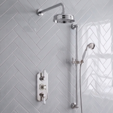 Delphi Windsor Chrome Triple Concealed Shower Set with Fixed Head and Slide Rail Kit