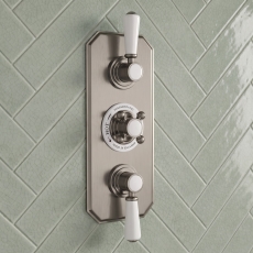 Delphi Windsor Brushed Pewter 2-Outlet Triple Concealed Shower Valve