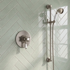 Delphi Windsor Brushed Pewter Dual Concentric Concealed Shower Set with Slide Rail Kit