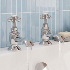 Delphi Windsor Crosshead Chrome Bath Hot and Cold Taps Pair