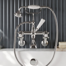 Delphi Windsor Crosshead Chrome Wall Mounted Bath Shower Mixer Tap