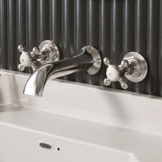 Delphi Windsor Crosshead Chrome 3-Hole Wall Mounted Basin Mixer Tap