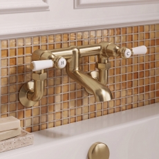 Delphi Windsor Lever Brushed Brass Wall Mounted Bath Filler Tap