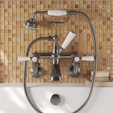 Delphi Windsor Lever Brushed Pewter Wall Mounted Bath Shower Mixer Tap