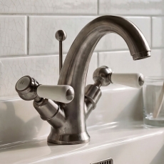 Delphi Windsor Lever Brushed Pewter Mono Basin Mixer Tap (inc Pop-Up Waste)