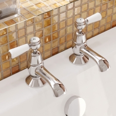 Delphi Windsor Lever Chrome Bath Hot and Cold Taps Pair