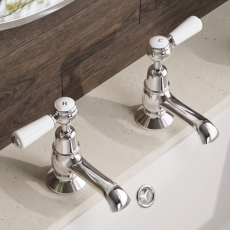 Delphi Windsor Lever Chrome Basin Hot and Cold Taps Pair