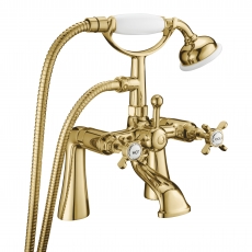 Deva Coronation Pillar Mounted Bath Shower Mixer Tap Gold