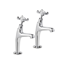 Deva Coronation High Neck Kitchen Sink Taps Pair Pillar Mounted - Chrome