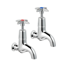Deva Cross Handle 1/2 Inch BS5412 Bib Taps Pair - Chrome