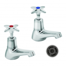 Deva Cross Handle Basin Taps with 4lpm Flow Regulator - Chrome