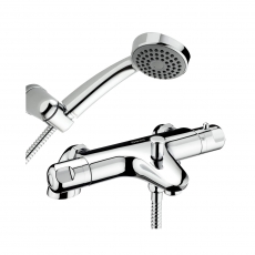 Deva Dynamic Pillar Mounted Thermostatic Bath Shower Mixer Tap - Chrome