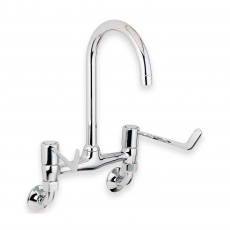 Deva Kitchen Sink Mixer Tap Wall Mounted 6 Inch Lever Handles Chrome